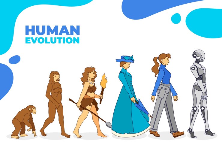 Vector hand drawn human evolution illustration