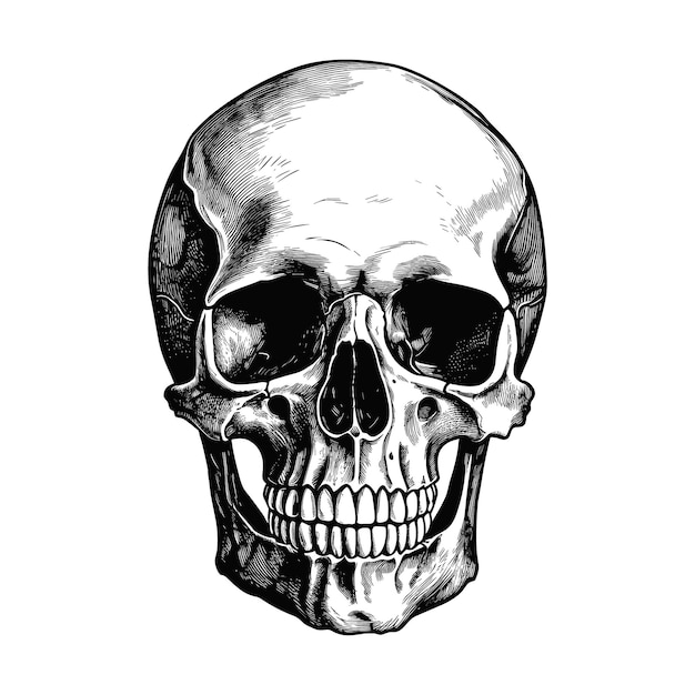 Hand drawn human skull concept