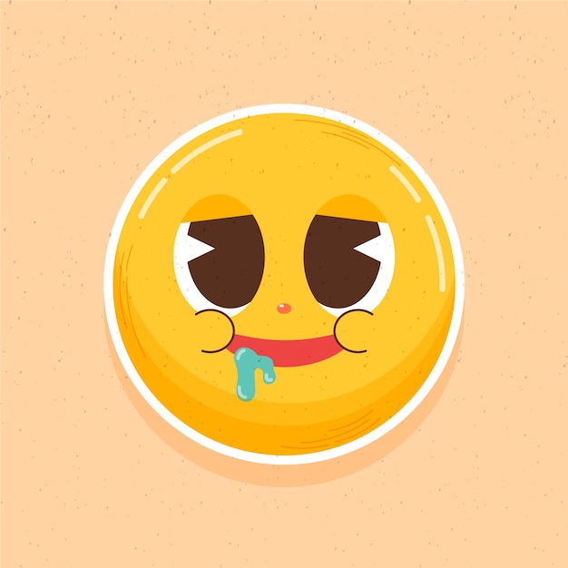 Vector hand drawn hungry emoji illustration