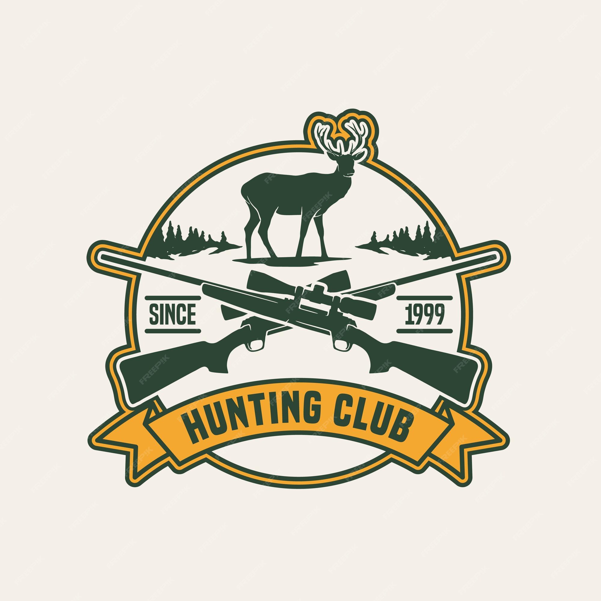 Premium Vector | Hand drawn hunting club logo label badge