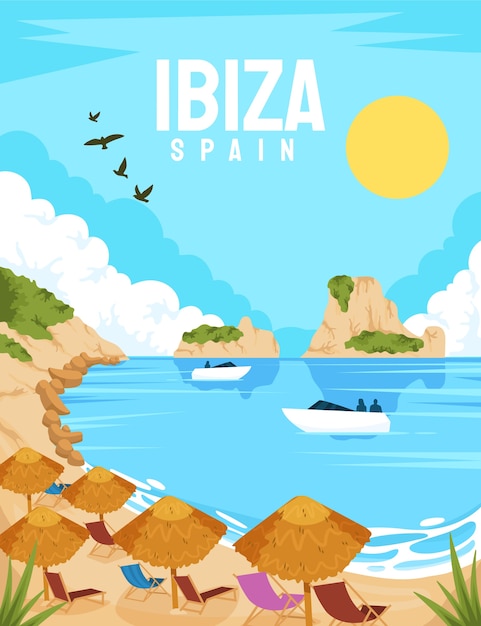 Vector hand drawn ibiza illustration