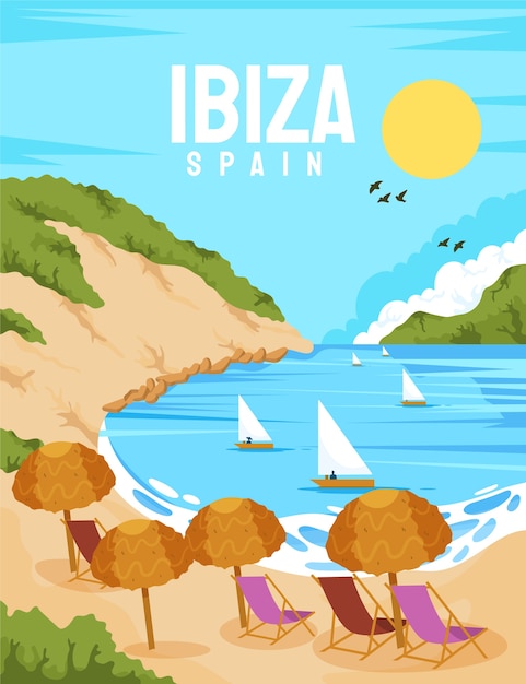 Vector hand drawn ibiza illustration