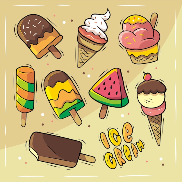 Vector hand drawn ice cream collection