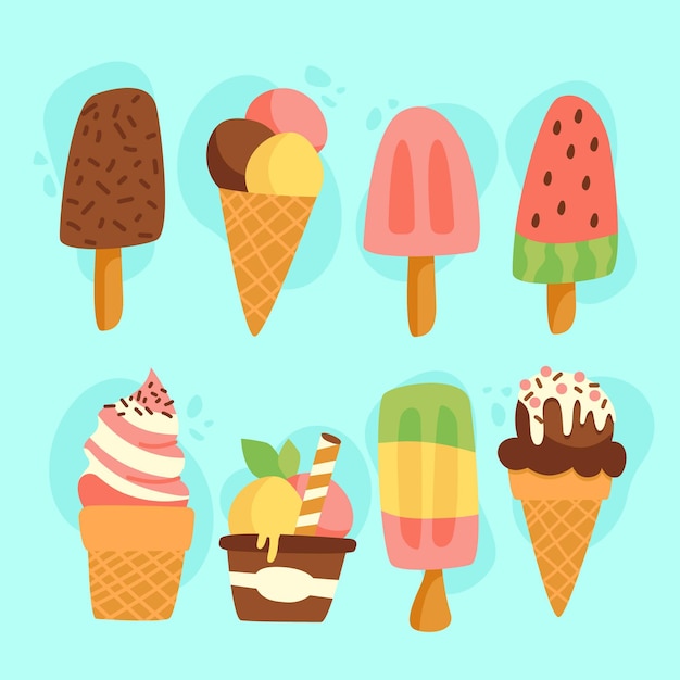 Vector hand drawn ice cream collection