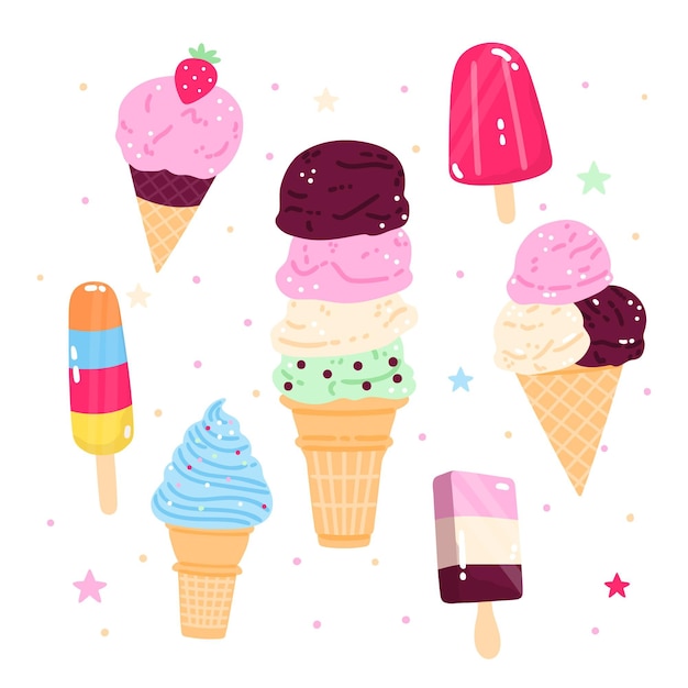 Vector hand drawn ice cream collection