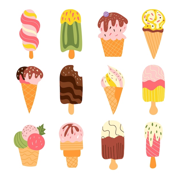 Hand drawn ice cream collection