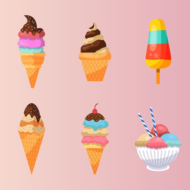 Hand drawn ice cream collection