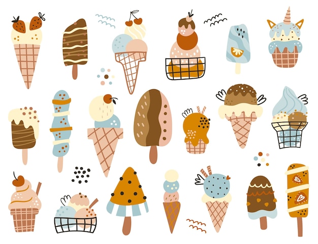 Hand drawn ice cream collection