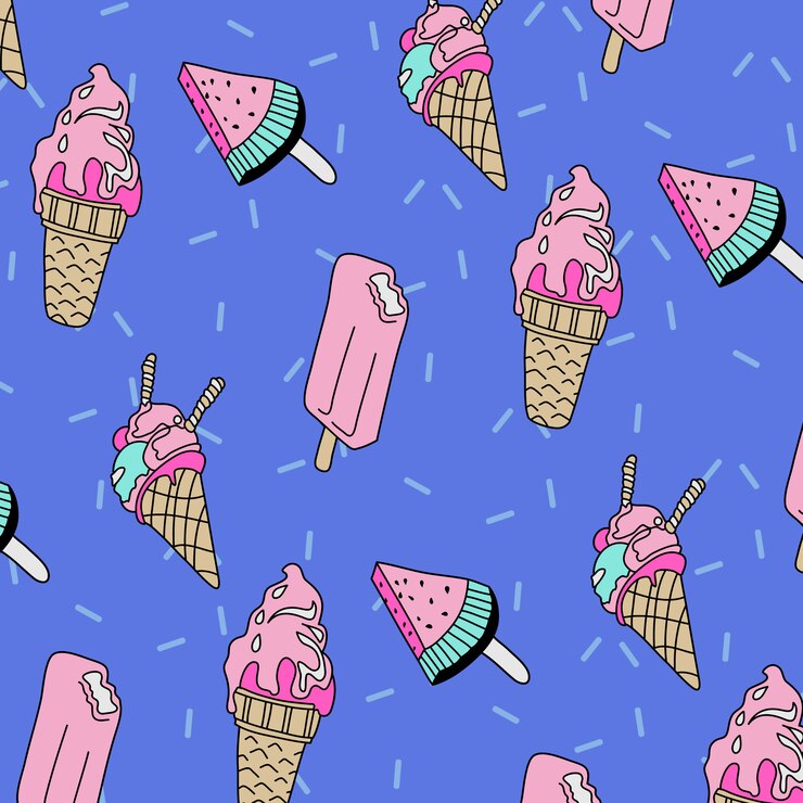 Hand drawn ice cream pattern vector