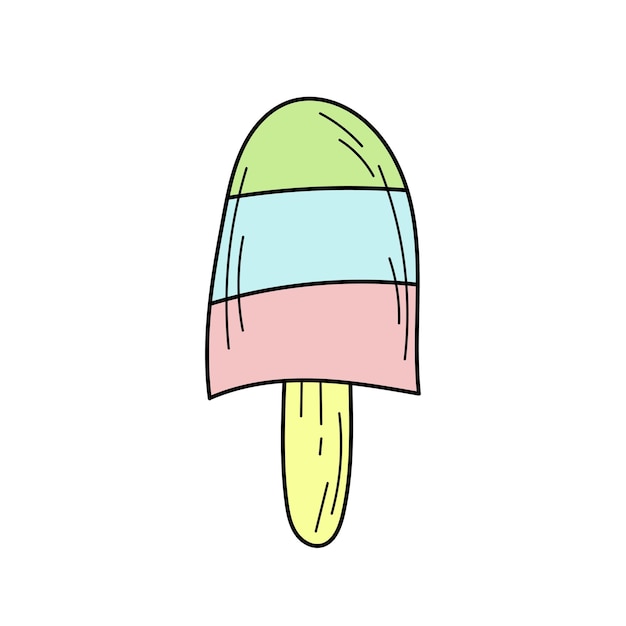 Illustrazione vettoriale di gelato disegnato a mano. semplice icona del colore estivo per il design
