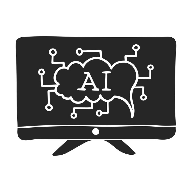 Vector hand drawn icon artificial intelligence concept icon vector illustration