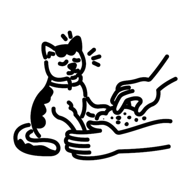 hand drawn icon of cat paw massage