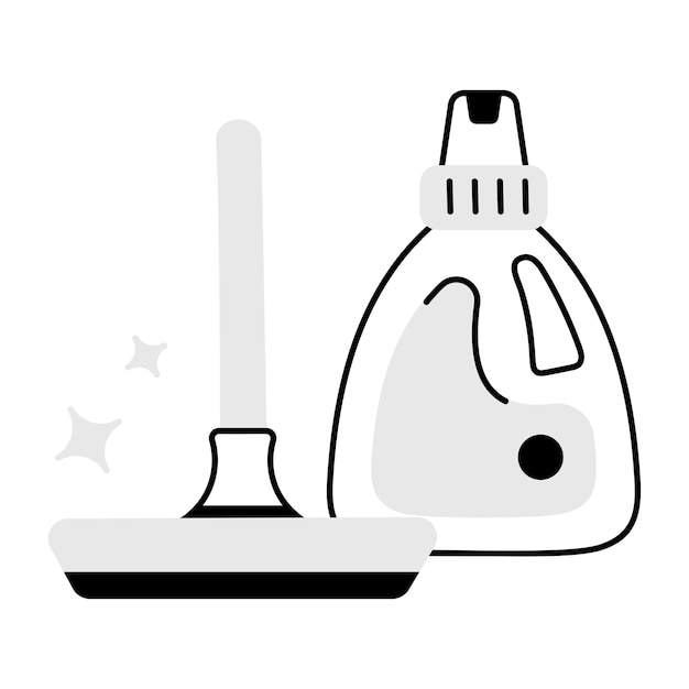 Hand drawn icon of cleaning supplies