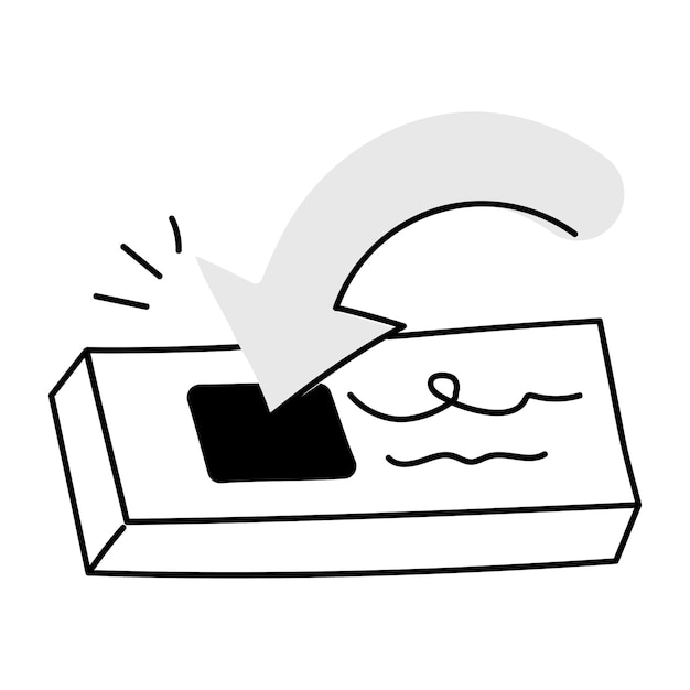 Hand drawn icon depicting press button