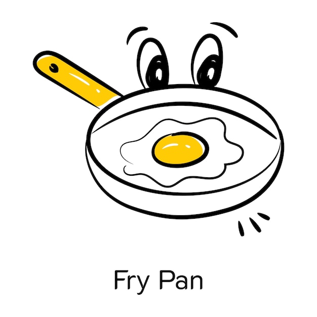 Hand drawn icon of fry pan is now available for premium download