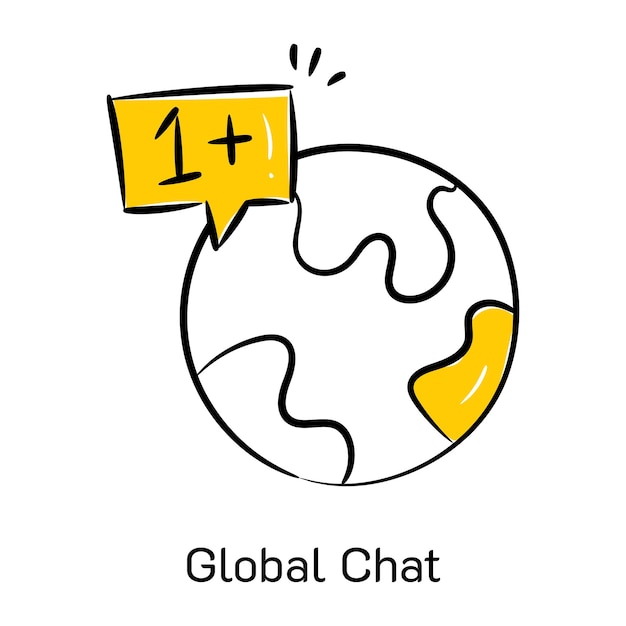 Hand drawn icon of global chat with scalability