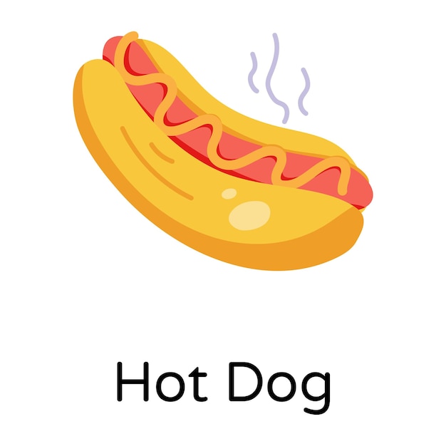 Hand drawn icon of hot dog