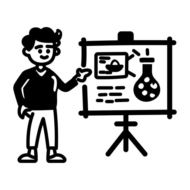 科学の学生の手描きのアイコン
