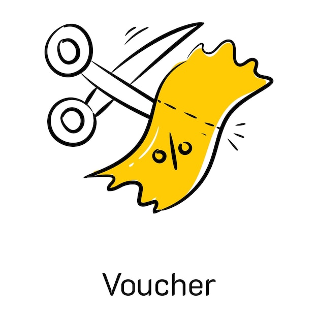 Vector hand drawn icon of voucher is now available for premium use