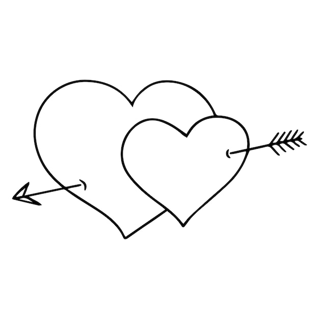 Hand drawn icon with hearts doodle style for celebration design