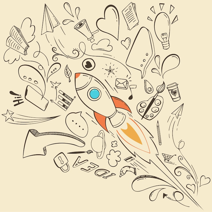 Vector hand drawn idea concept doodle sketch elements.