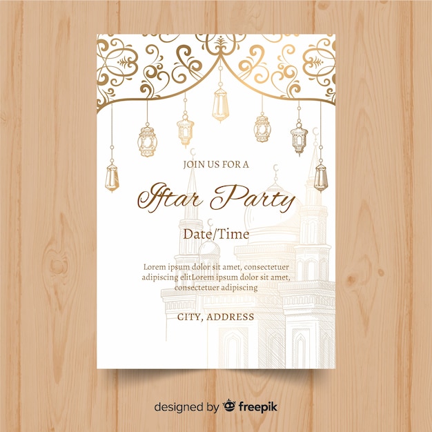 Vector hand drawn iftar invitation