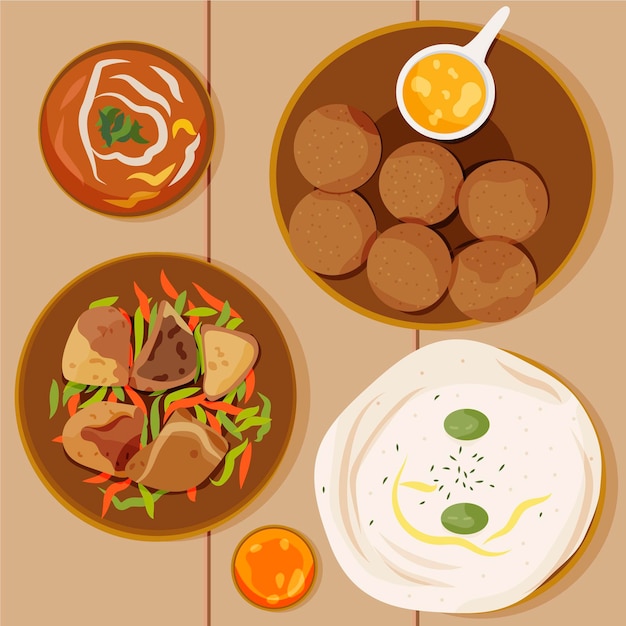 Hand drawn iftar meal illustration