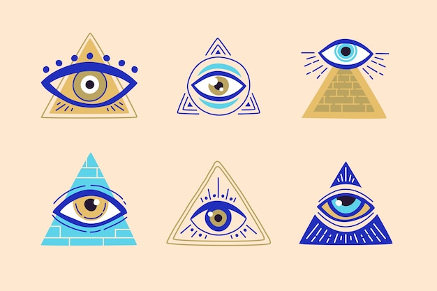 Hand drawn illuminati icons