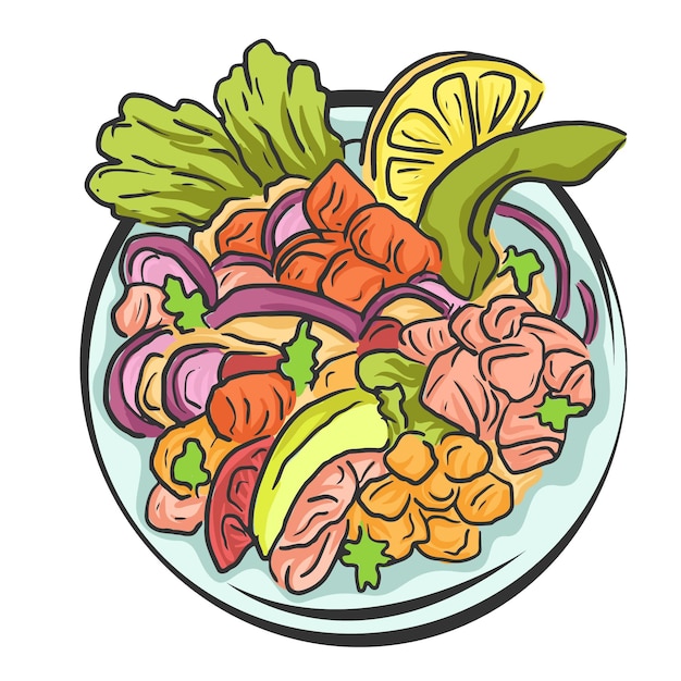 Vector hand drawn illustrated ceviche