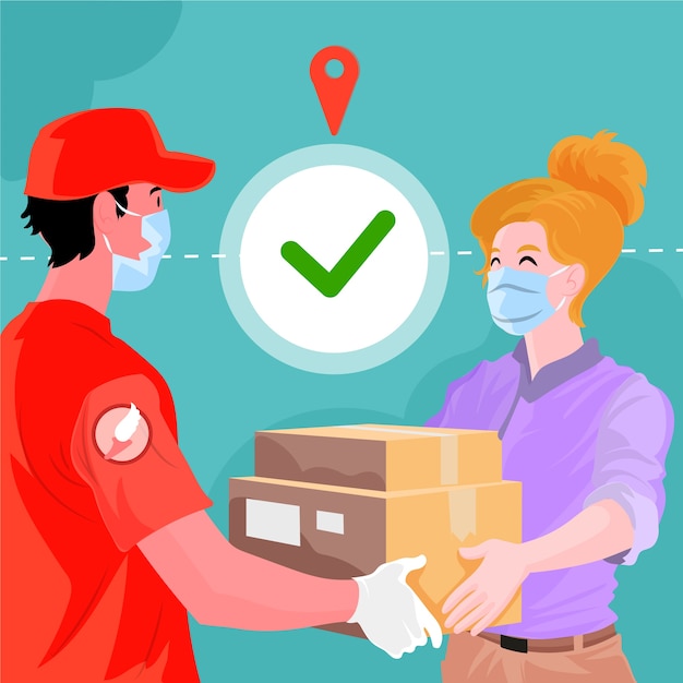 Vector hand drawn illustrated delivery concept