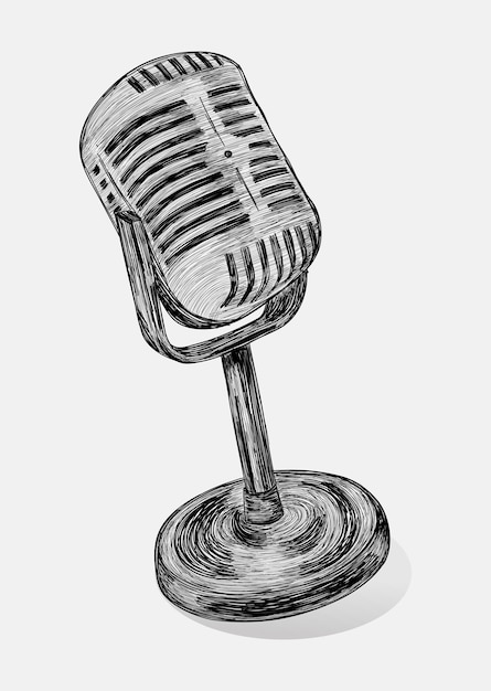 Hand drawn illustration abstract sketch elegant luxury microphone shapejpg