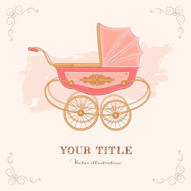 Hand drawn illustration of baby carriage