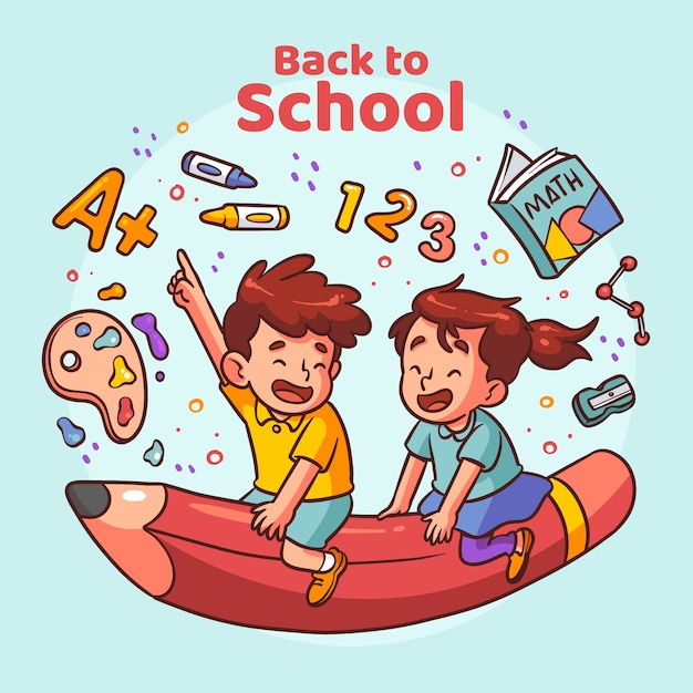 Vector hand drawn illustration for back to school event