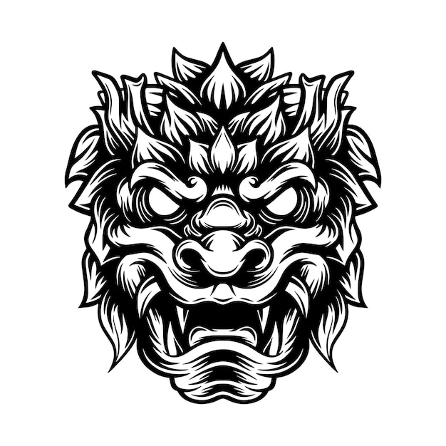 손으로 그린 그림 barong 조각 장식