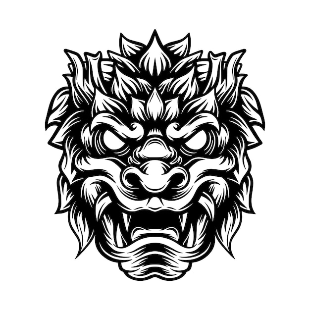 손으로 그린 그림 Barong 조각 장식