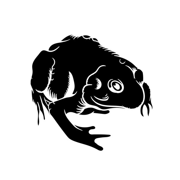 Vettore illustrazione disegnata a mano di una grande silhouette di rana