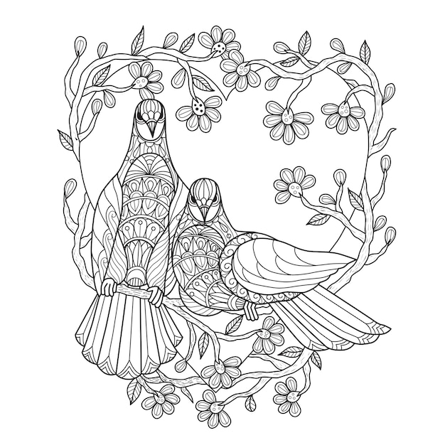 Hand drawn illustration of Bird Lovers.