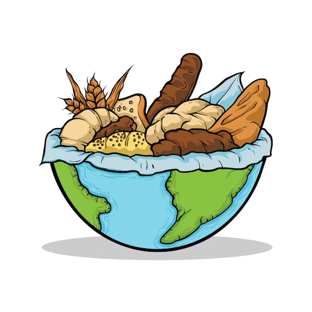 Hand drawn illustration bread world food day