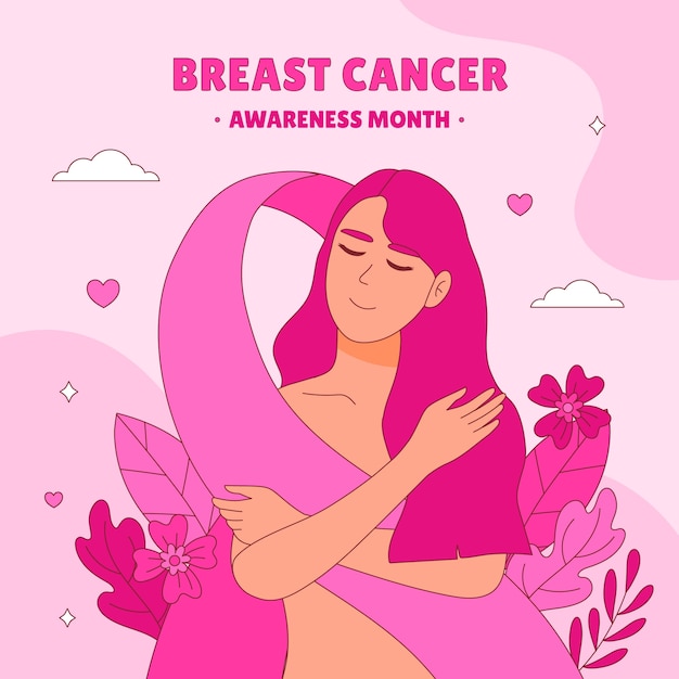 Hand drawn illustration for breast cancer awareness month