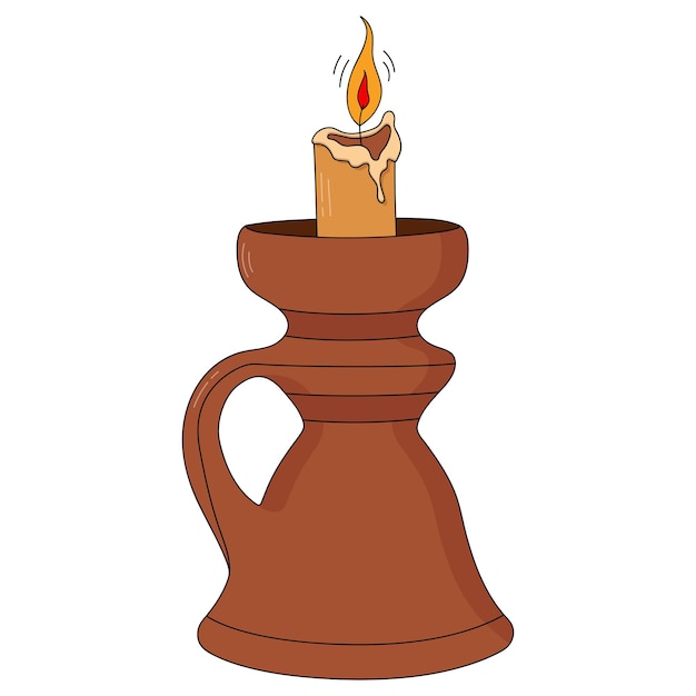 Hand drawn illustration candlestick with candles on white background