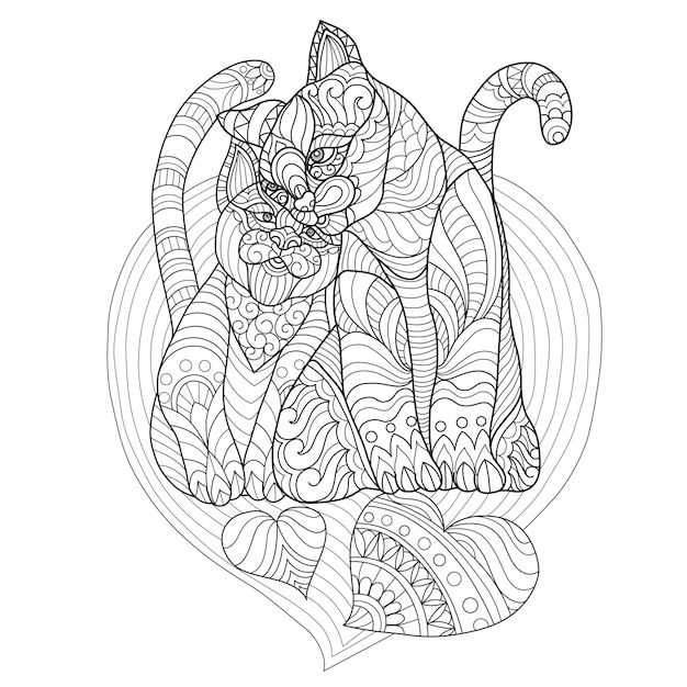 Vector hand drawn illustration of cats lover