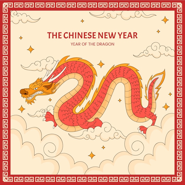 Hand drawn illustration for chinese new year festival