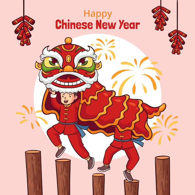 Vector hand drawn illustration for chinese new year festival