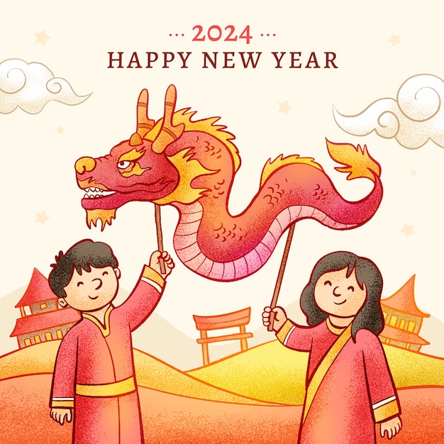 Vector hand drawn illustration for chinese new year festival