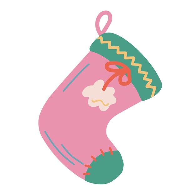 Hand drawn illustration of christmas sock Christmas decoration element in doodle style