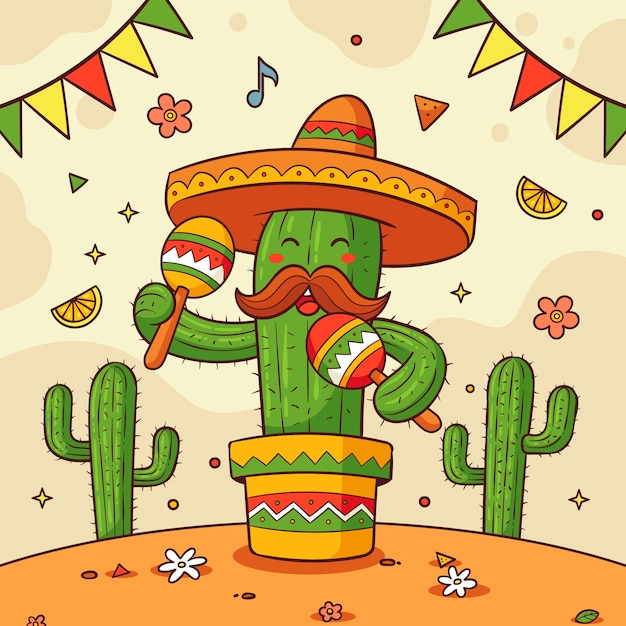 Illustrazione disegnata a mano per la celebrazione del cinco de mayo