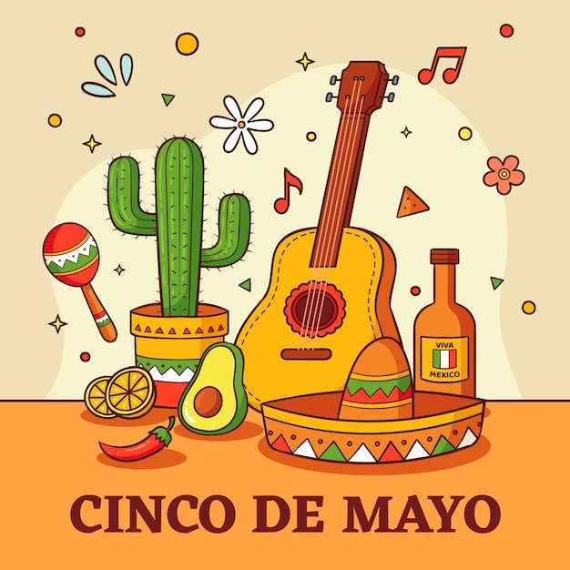 Vettore illustrazione disegnata a mano per la celebrazione del cinco de mayo