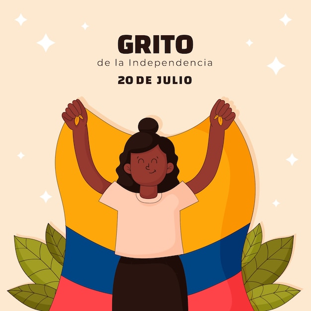 Vector hand drawn illustration for colombian independence day celebration