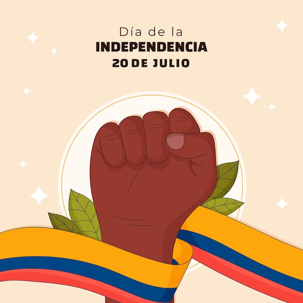 Illustrazione disegnata a mano per la celebrazione del giorno dell'indipendenza colombiana