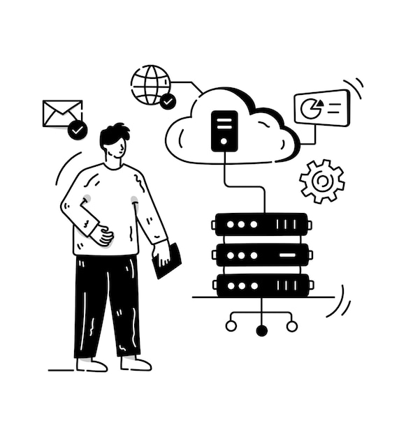 Hand drawn illustration of data center